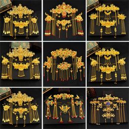 Wedding Hair Jewelry Traditional Chinese Accessories Style Vintage Headdress Headpiece Gold Jewellery Bridal Crown Ornament 230112