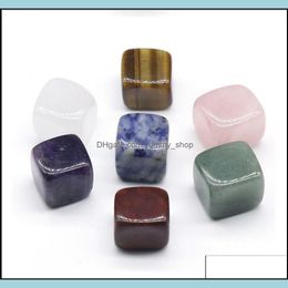 Stone Natural Chakra Squares Rose Quartz Amethyst Agate Tiger Powder Crystal White Yoga Meditation Energy Drop Delivery Jewellery Dhekm