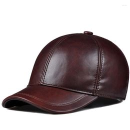Ball Caps Spring Genuine Leather Baseball Sport Cap Hat Women's Men's Winter Warm Brand Cow Skin Sboy Hats 7 Colours