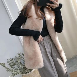 Women's Vests 2023 Autumn Winter Loose Casual Waistcoat Elegant Fashion Vintage Faux Fur Sleeveless Jacket Thicken Korea Women Solid Wild