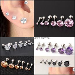 Stud Pretty Earrings Mens Women Fashion Bone Nail Small Piercing Body Jewellery Zirconia Drop Delivery Dhw5L