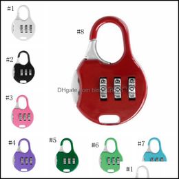 Party Favor Mini Padlock 3 Dial Digit Password Combination Locks Lage Metal Code Lock Travel Gym Locker Patry 8 Colors Wholesale Dro Ot8P3
