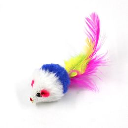 Colourful Feather Grit Small Mouse Toys For Feather Funny Playing Pet dog Small Animals feather Kitten