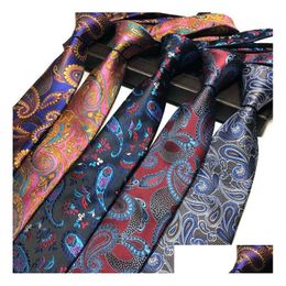 Neck Ties New Design Mens Tie Elegant Man Floral Paisley Neckties 145X8X3.8Cm Classic Business Casual Wedding Drop Delivery Fashion Dh8B9
