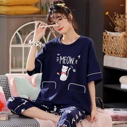 Women's Sleepwear Summer CAPRIS Printting Female Pyjama Sets Plaid Pyjamas Women's Loungewear Pijama Mujer Homewear Girls Nightwear