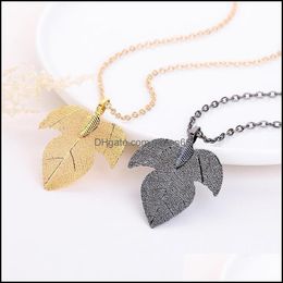 Pendant Necklaces Leaf Necklace Maxi Jewellery Sweater Chokeres Ladies Girls Special Leaves Pendants Drop Delivery Dhnpa