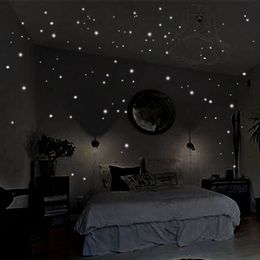 Other Decorative Stickers 407 Pcs Wall Decor Glow In The Dark Star Sticker Decal for Kids Room House Decoration 230111
