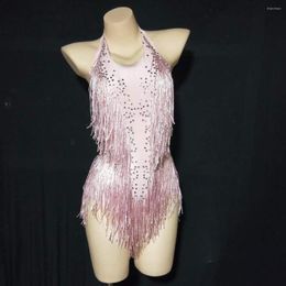 Stage Wear Women Sparkly Rhinestone Latin Dance Bodysuits Leotard Jazz Costume One-piece Dancer Performance Show Clothing