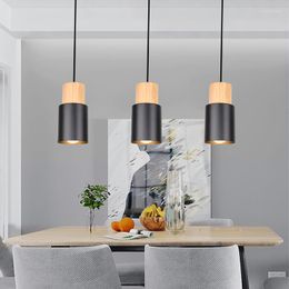 Pendant Lamps Nordic Designer Simple Wire Chandelier LED E27 Wood Lights Fixture Kitchen Bar El Home Indoor Decor