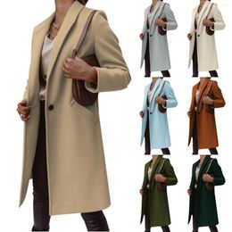 Women's Suits Womens Faux Wool Thin Coat Trench Jacket Ladies Slim Long Overcoat Outwear Coats For Women Fashion Petite Winter Jackets