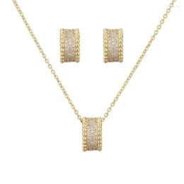 Necklace Earrings Set Fashion Classic Multiple Rows Stone Earring Dubai European Zircon Women Girl Wedding Bridal Party Jewellery