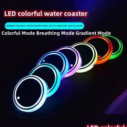 Other Festive Party Supplies Car Led Colorf Water Coaster Atmosphere Light Solar Usb Charging Nonslip Drop Delivery Home Garden Dhzqg