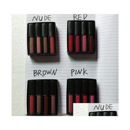 Lip Gloss Liquid Lipstick Kit The Red Nude Brown Pink Edition Mini Matte 4Pcs/Set 4 X 1.9Ml Drop Delivery Health Beauty Makeup Lips Dhd6K