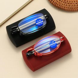 Sunglasses Foldable Reading Glasses Men's Presbyopia Retro With Case 1.0 To 4.0 Unisex Clear Eyeglasses