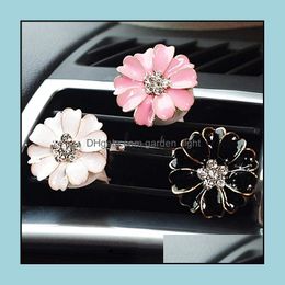 Essential Oils Diffusers Car Per Clip Home Oil Diffuser Smell Scents For Outlet Locket Rhinestone Daisy Flower Air Freshener Conditi Othzi