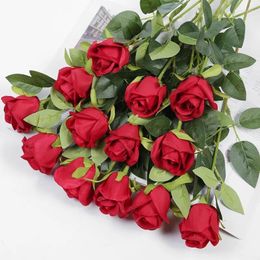 Decorative Flowers 10 Pc/Pack Simulated Rose Home Decorations Year Christmas Wedding Party Flower Arrangement Holiday Bouquet Decor Silk