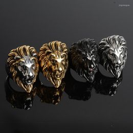 Cluster Rings 2023 Gold Silver Colour Lion 's Head Men Hip Hop Fashion Punk Animal Shape Ring Male Hiphop Jewellery Gifts