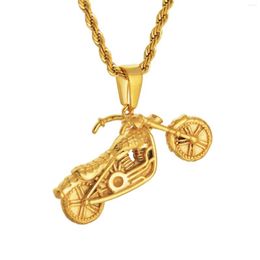 Pendant Necklaces Motorcycle Motor Sports Style Stainless Steel Golden Necklace For Men And Women Cool Hip Hop Punk Jewellery