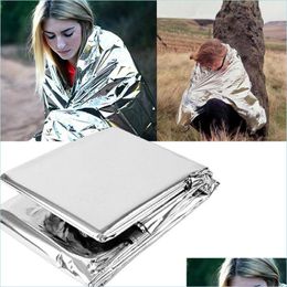 Blankets 210X130Cm Waterproof Emergency Blanket Survival Pads Warm Heat Rescue Curtain Lifesaving Tent Solar Thermal Drop Delivery H Dhk9C