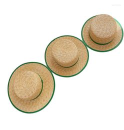 Wide Brim Hats Nature Wheat Straw Hat Summer Women Green Wrapped Sun Protection Visor Cap Sunscreen Gorros Beach Caps Outdoor
