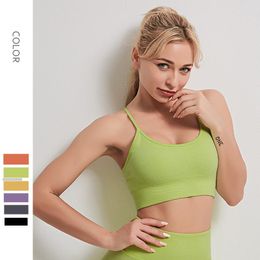 Gym Clothing Sexy Breathable Solid Seamless Yellow Yoga Sports Bra Top For Fitness Running Exercise Workout Active Women Underwear