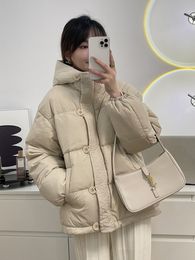 Women's Vests 2023 Winter Womens Hooded Design Loose Duck Down Jacket European Style Solid Casual Padded Parkas Warm Vintage Coat 230112