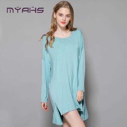 Modal Home Dress Loose Oversized Long Sleeves Nightdress Spring And Summer
