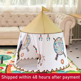 Toy Tents Kid Tent House Portable Princess Castle 123*116cm Present Hang Flag Children Teepee Tent Play Tent Birthday Christmas Gift 230111