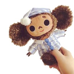 Plush Dolls Cute Cheburashka Toy Big Eyes Monkey With Clothes Soft Russia Anime Baby Kids Sleep Appease Toys For Children 230111