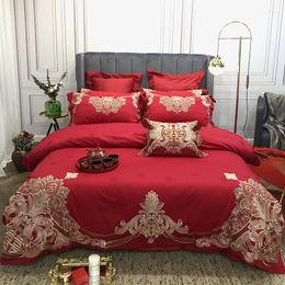 Bedding Sets 4/7pcs Egyptian Cotton Duvet Cover King Size Pillowcases Luxury Embroidery Bed Jogo De Cama Linen