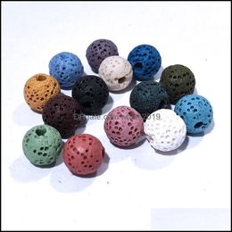 Stone Assorted 8Mm Seven Chakras Colorf Lava Loose Beads Charms Beaded Diy Bracelet Necklace Jewelry Making Accessories Drop Delivery Dhofm