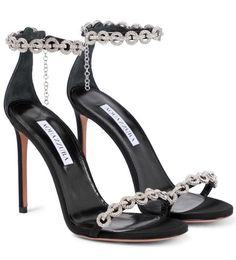 Elegant Women Love Link Sandals Shoes Crystal-embellished Straps Stiletto Heels Perfect Lady Gladiator Sandalias Party Wedding Bridal Sexy