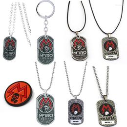 Pendant Necklaces Game Metro 2033 Necklace For Men Metal Rope Chain Skull Square Dog Tag Charm Women Jewellery Punk Keychain Brooch