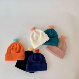 Berets 1pcs 2023 Korean Love Children Knitted Hat Autumn/Winter Infant Baby Candy Color Hood 46-48cm Cap