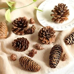 Decorative Flowers 5Pcs Christmas Decorations Natural Pine Cones Dried Artificial Pineapple Nuts For Home Xmas Tree Garland Wreath Wedding