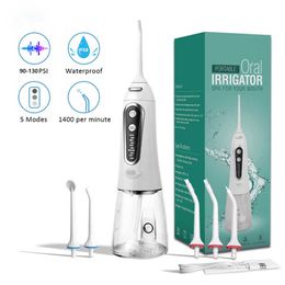 Oral Irrigators Other Hygiene Travel Irrigator Mouth Water Flosser Professional Dental Pick for Teeth 6 Nozzles Cleaning Tool IPX8 proof 221215