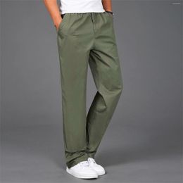 Men's Pants Loose Fit For Men Mens Fashion Cotton Pocket Lace Up Elastic Waist Trousers Overall