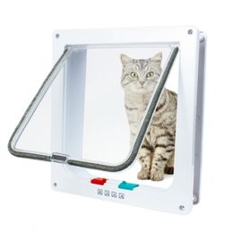 Cat Beds Furniture Smart Pet Door 4 Way Locking Security Lock ABS Plastic Dog Flap Controllable Switch Direction s Small Supplies 230111