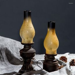 Candle Holders Vintage Kerosene Lamp Resin Model Coffee Shop Studio Props Display Holder Home Accessories