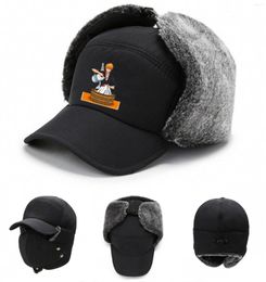 Berets Anime BLEACH Logo Winter Warm Cap Cold Proof Cotton Hat Outdoor Ski Pullover Ear Protection Lei Feng