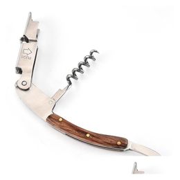 Openers Creative Wood Handle Wine Opener Mtifunction Portable Screw Corkscrew Bottle Sea Horse Knife Beer Bh3614 Drop Delivery Home Dhm3I