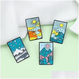 Pins Brooches Cartoon Four Seasons Landscape Pattern Brooch Pins 4Pcs/Set Ins Cute For Women Enamel Pin Jewellery Metal Badges Denim Dh0Ls