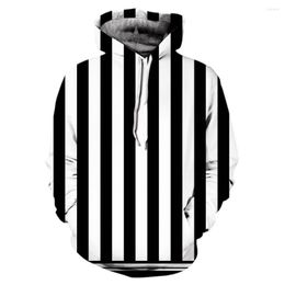 Men's Hoodies Ghost Fashion Man Woman 3D Hoodie Hip Hop Hooded Autumn Winter White And Black Striped Sweatshirt Dropshiping