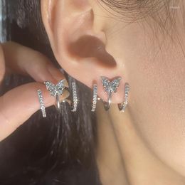 Stud Earrings Punk Butterfly Shape Cubic Zirconia Claw Design Copper Earring For Women Hiphop Birthday Party Jewelry Gifts