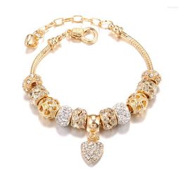 Strand Fashion Crystal Cute Heart Women Girls Charm Bracelets High Quality Beads Link Jewellery Pulsera