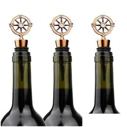 Party Favour 50Pcs Our Adventure Begins Gold Compass Bottle Stopper Wedding Favours Wine Stoppers Bar Supplies I0110 Drop Delivery Hom Dh7Cc