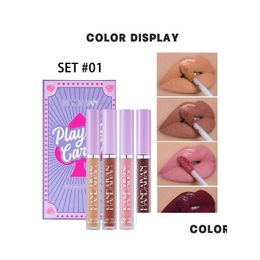 Lipstick Purple Lipsticks Lip Gloss New Poker Packing 4 Colours In One Box Matte Fog Effect Non Stick Cup Waterproof Does Not Fade Ea Dhroe