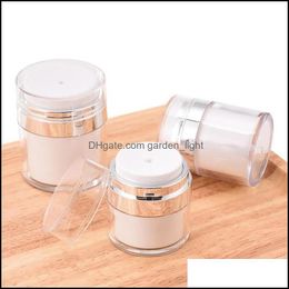 Packing Bottles 15 30 50 G Ml Pearl White Acrylic Airless Round Vacuum Lotion Cream Jar 0.5Oz 1Oz 1.7Oz Cosmetic Press Empty Air Pum Otrpa