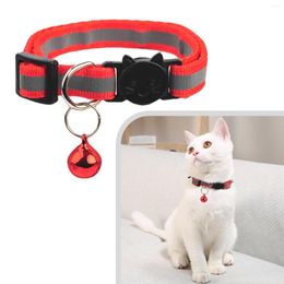 Dog Collars PET Reflective Collar With Bell Necklace Cat Strip Adjustable For Puppy Kitten Night Safety