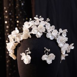 Wedding Hair Jewellery Exquisite White Shell Flower Hoop Set Bride Bands Headpiece Accessories 230112